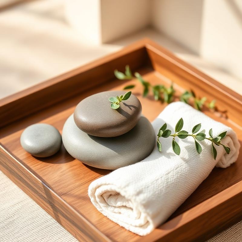 Massage stones and towel